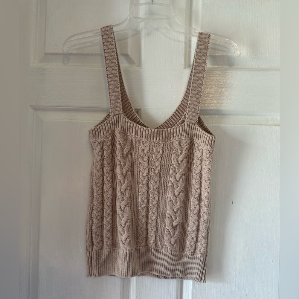 EVEREVE “Maeve” Cream Cable Knit V Neck Sweater Tank Top - Picture 8 of 10